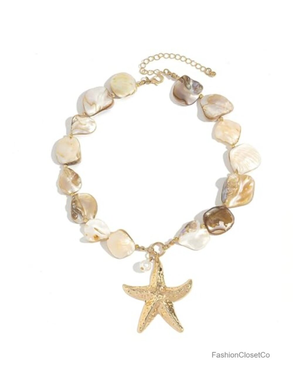 Starfish Shell Pendant Necklace 18K Gold Plated Adjustable Women's Jewelry